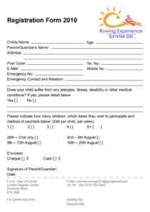 Blank Camp Sign Up Form Template Word