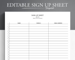 Blank Customer Sign Up Sheet Template Doc