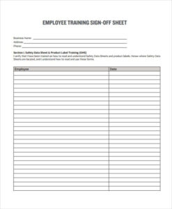 Blank Employee Handbook Sign Off Sheet Template Doc Sample