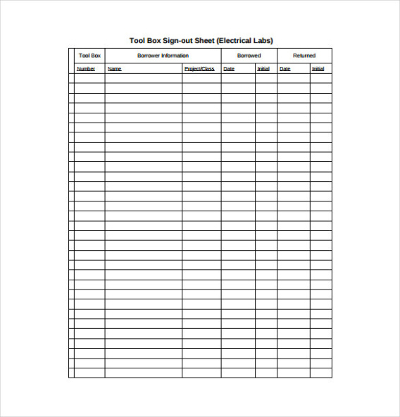 Blank Inventory Sign Out Sheet Template Word Sample