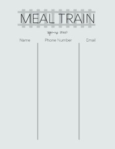 Blank Meal Train Sign Up Sheet Template Pdf