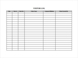 Blank Visitor Sign In Out Sheet Template Word