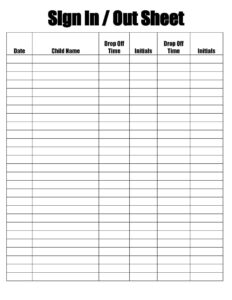 Child Care Sign In And Out Sheet Template Doc