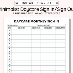 Child Care Sign In And Out Sheet Template  Sample