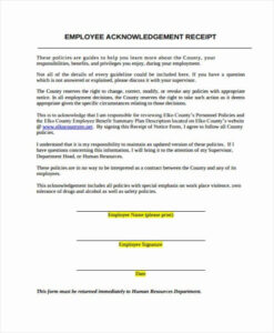 Custom Acknowledgement Sign Off Template Doc