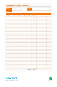 Custom Attendance Sign In Sheet Template Pdf Sample