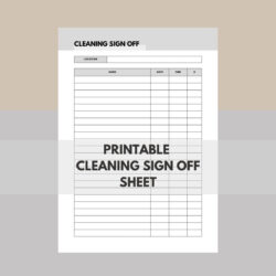 Custom Bathroom Cleaning Sign Off Sheet Template Excel Sample