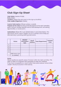 Custom Book Club Sign Up Sheet Template Pdf Sample