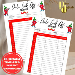 Custom Chili Cook Off Sign Up Sheet Template Doc