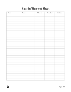 Custom Example Sign In Sheet Template Excel Sample