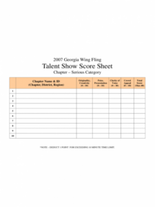 Custom Talent Show Sign Up Sheet Template Pdf Sample