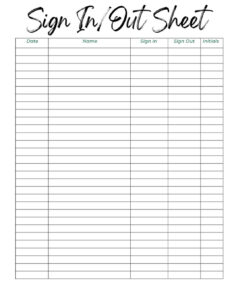 Custom Uniform Sign Out Sheet Template Doc Sample