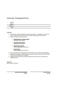 Custom User Acceptance Testing Sign Off Template Excel Sample