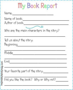 Editable 3Rd And 4Th Grade Book Report Template Word