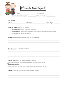 Editable 3Rd Grade Book Report Template Word