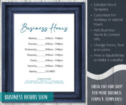 Editable Business Hour Sign Template Doc