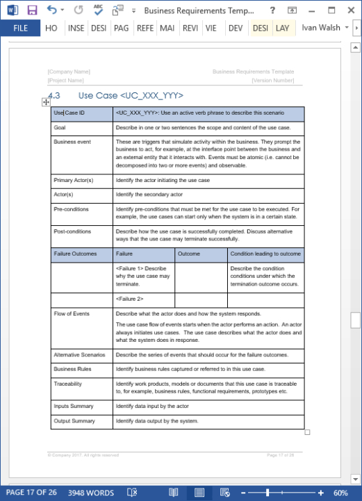 Editable Business Requirements Sign Off Template Excel