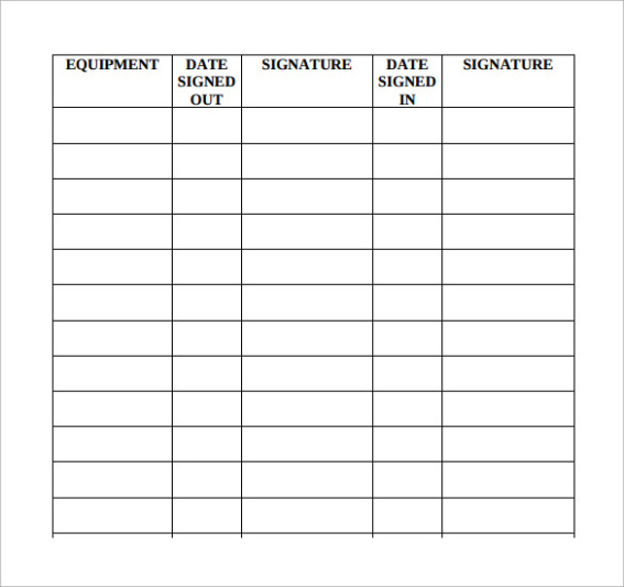 Editable Computer Sign Out Sheet Template Excel Sample