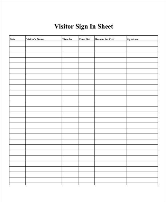 Editable Conference Sign In Sheet Template Excel