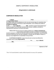 Editable Corporate Resolution For Signing Authority Template Pdf Sample