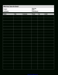 Editable Event Sign In Sheet Template