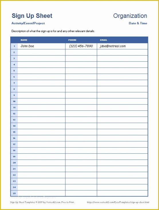 Editable Fundraiser Sign Up Sheet Template Word