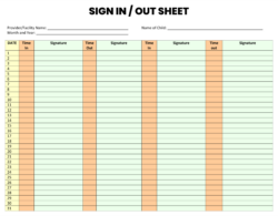 Editable Restroom Sign Out Sheet Template Doc