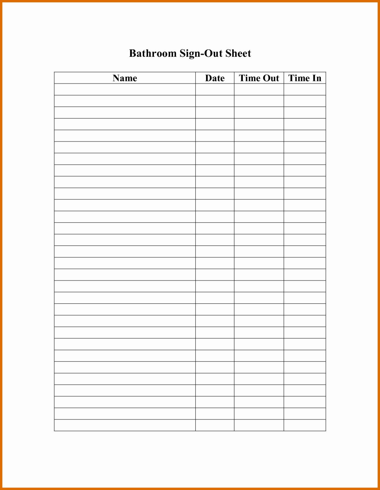 Editable Sports Sign Out Sheet Template  Sample