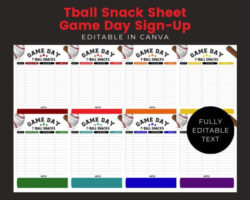 Editable Team Snack Sign Up Sheet Template Doc