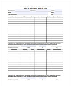 Employee Sign In Sheet Template Doc