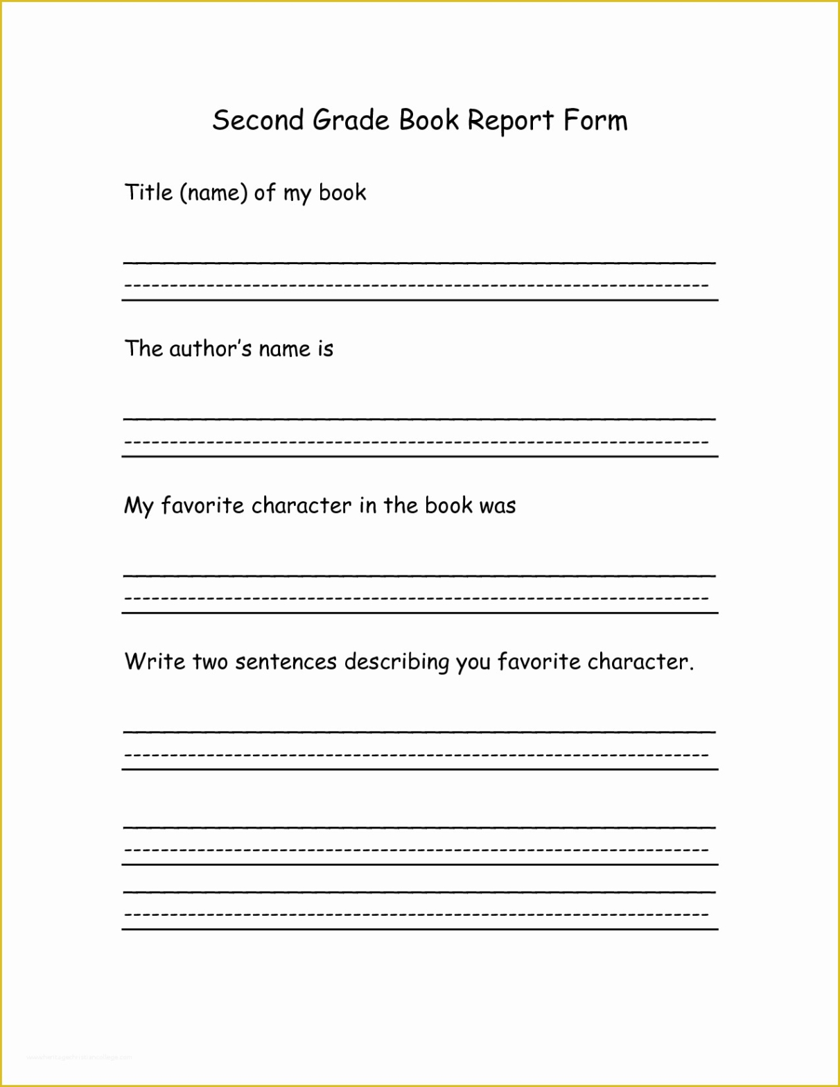 Free Blank 2Nd And 3Rd Grade Book Report Template Sample