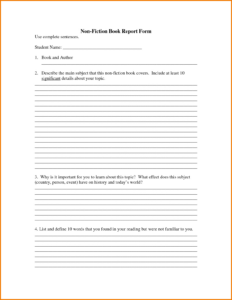 Free Blank 5Th Grade Fiction Book Report Template Doc