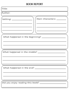 Free Blank Book Report For 4Th Graders Template Example