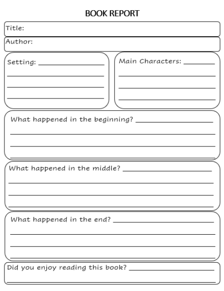 Free Blank Book Report For 4Th Graders Template Example