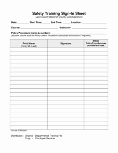 Free Blank Employee Handbook Sign Off Sheet Template