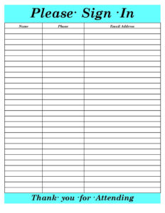 Free Blank Example Sign In Sheet Template Word