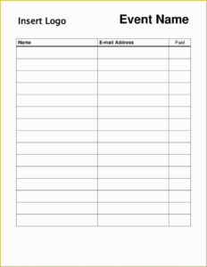 Free Blank Fundraiser Sign Up Sheet Template Excel