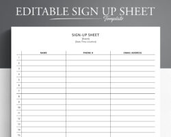 Free Blank Golf Team Sign Up Sheet Template Excel Sample