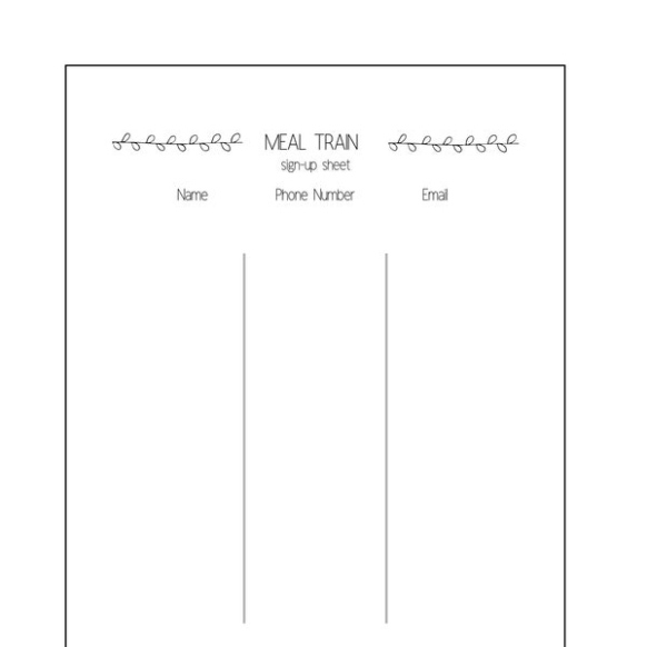 Free Blank Meal Train Sign Up Sheet Template Word