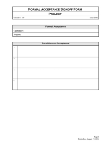 Free Blank User Story Sign Off Template Pdf Sample