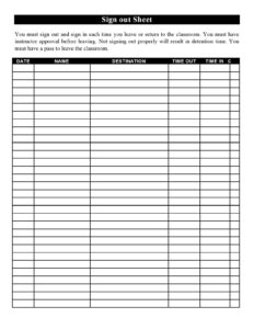 Free Blank Weekly Sign In And Out Sheet Template Excel