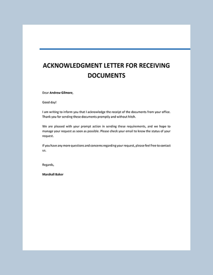 Free Custom Acknowledgement Sign Off Template Doc Sample