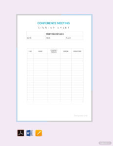 Free Custom Conference Sign In Sheet Template Excel Sample