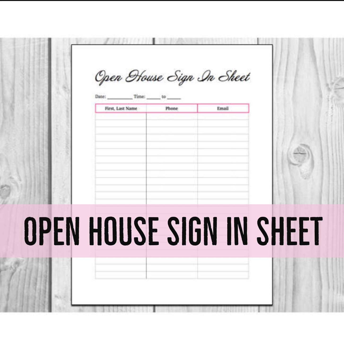 Free Custom Open House Sign Up Sheet Template