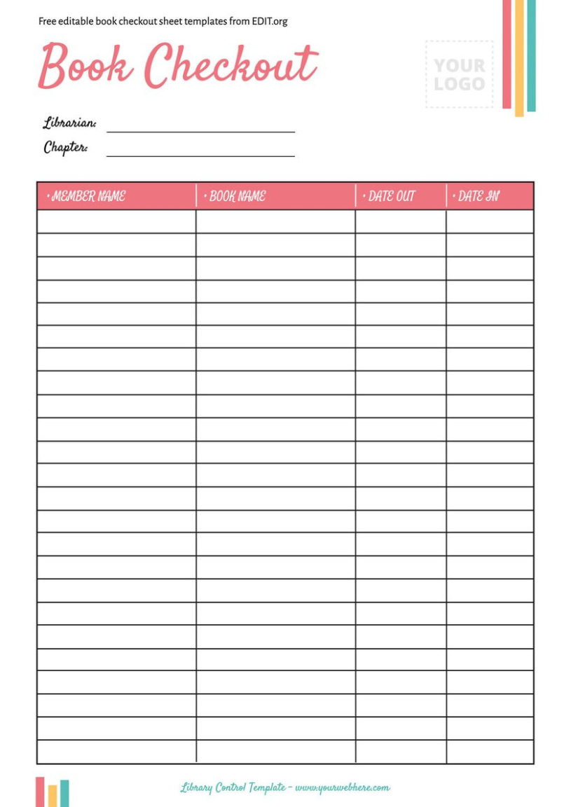 Free Custom Textbook Sign Out Sheet Template Word