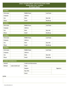 Free Custom Tournament Sign Up Sheet Template