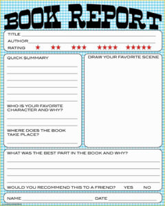 Free Editable 2Nd And 3Rd Grade Book Report Template Example