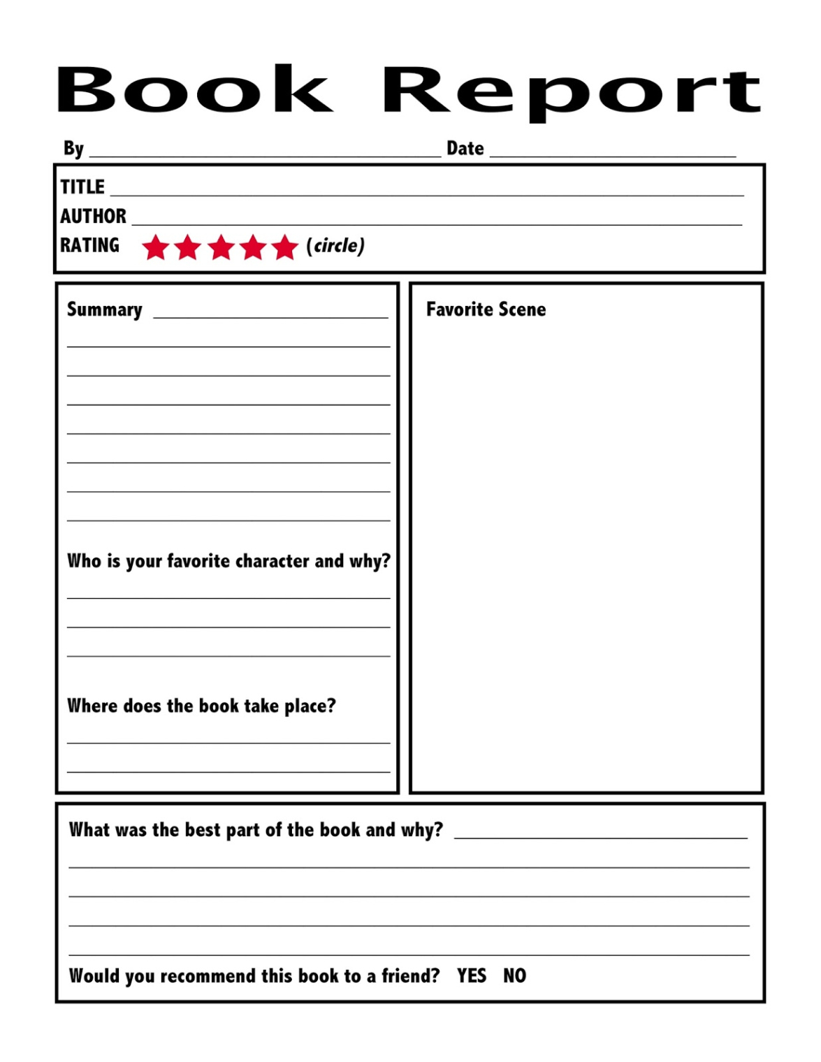 Free Editable 3Rd Grade Fiction Book Report Template Doc