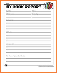 Free Editable 5Th Grade Middle School Book Report Template