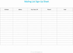 Free  Mailing List Sign Up Template Doc Sample